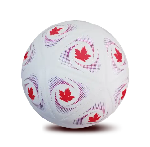 soccer ball with Canadian Maple leaf pattern